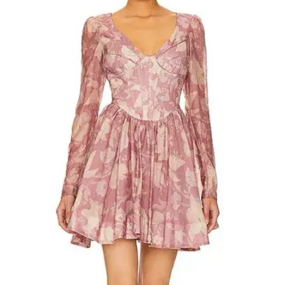 Bardot Pink Floral Carmen Mini Dress size Medium/ US 6